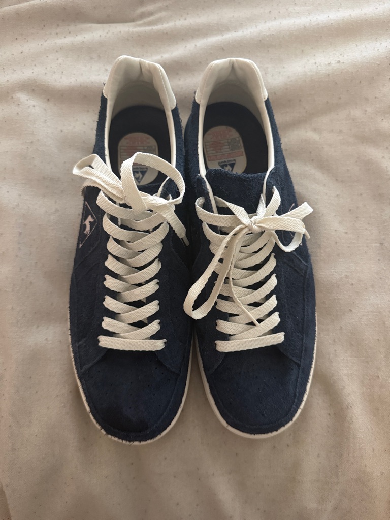 Le Coq Sportif Navy Suede Sneakers With White Laces